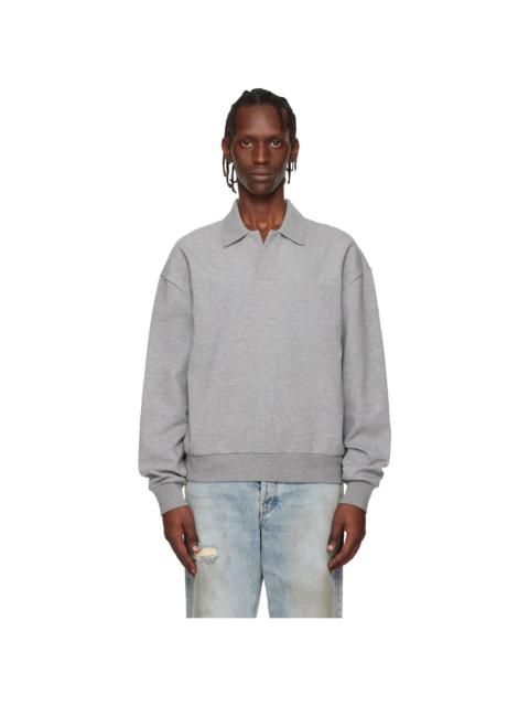 BOSS Gray Open Placket Polo
