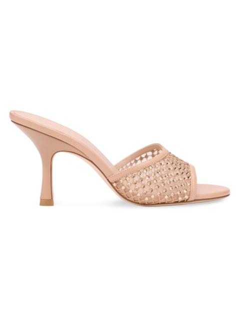 Stuart Weitzman Women's Bareitall Shine 85MM Crystal-Embellished Leather Stiletto-Heel Sandals - Adobe