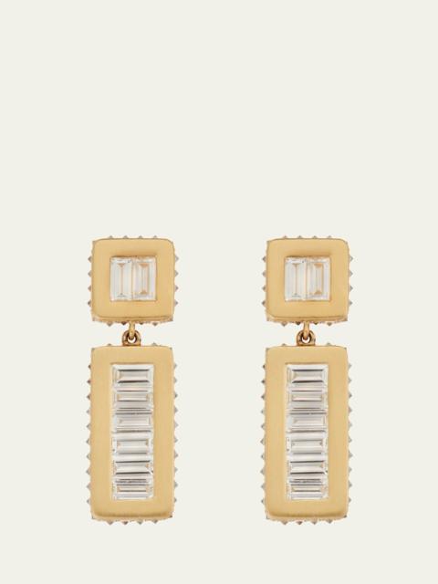 ILEANA MAKRI 18K Yellow Gold Inverted Oblong Tile Earrings with Baguette Diamonds