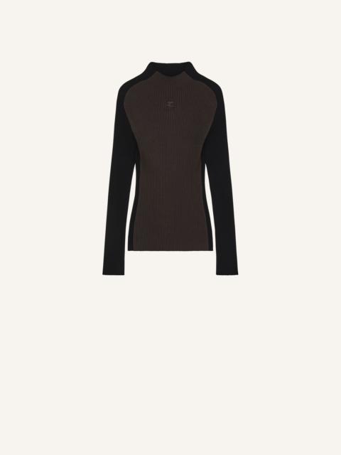 courrèges CONTRAST FRAME RIB KNIT SWEATER