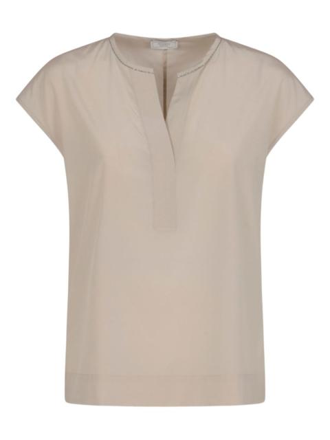 PESERICO embellished V-neck top