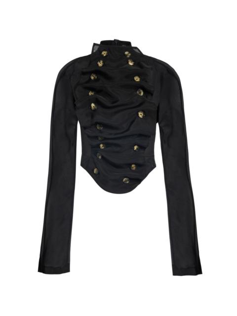 A.W.A.K.E. MODE bib-front structured blouse