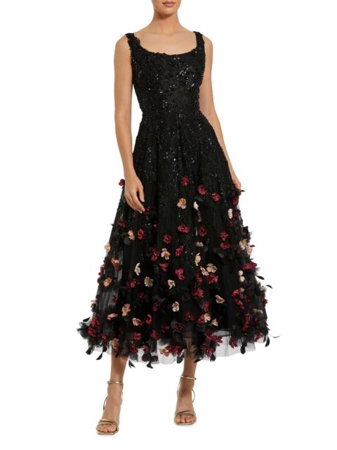 MAC DUGGAL Women's Sequined Floral Appliqué Cocktail Dress - Black Multi