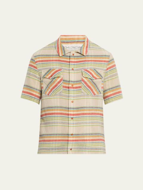 God’s True Cashmere Men's Multi-Stripe Cashmere Gauze Sport Shirt