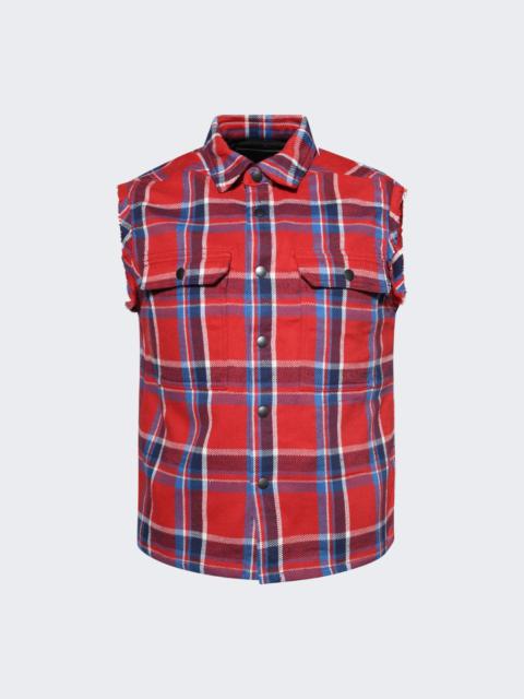 Rick Owens DRKSHDW Sleeveless Cropped Outershirt Red Plaid