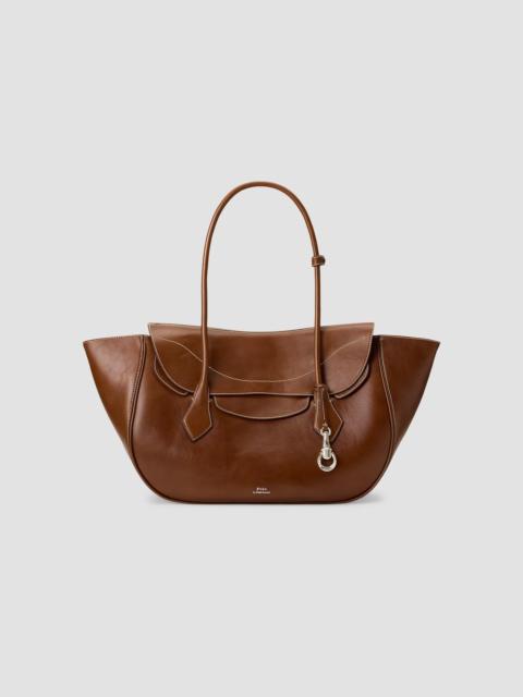 Polo Ralph Lauren Women's Shiny Tumbled Leather Shoulder Bag - Chestnut