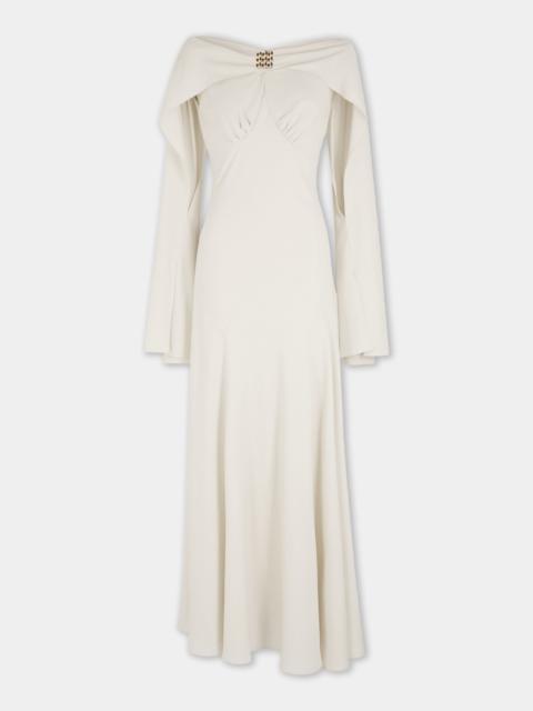 rabanne DINH VAN X RABANNE LONG CREAM DRESS WITH SILVER JEWEL EMBELLISHMENTS