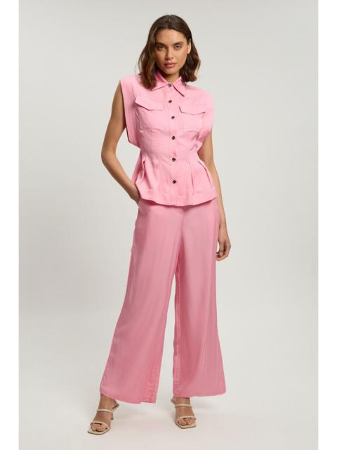 KAREN MILLEN Premium Viscose Linen Woven Straight Leg Trouser