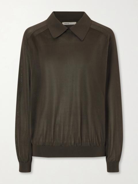 KHAITE Alexa Silk-knitted Polo Sweater