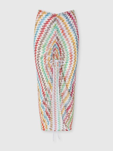 Missoni Ruched long skirt in lamé viscose with micro zigzag pattern