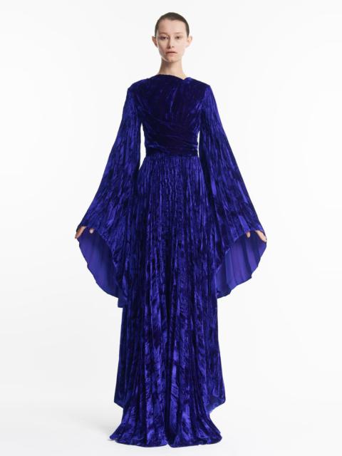 DRESS WITH PLEATED BOTTOM AND SLEEVES PURPLE