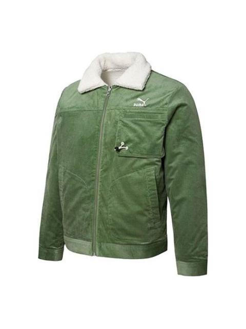 PUMA Cord Embroidered Logo reversible corduroy Jacket Green 534751-67