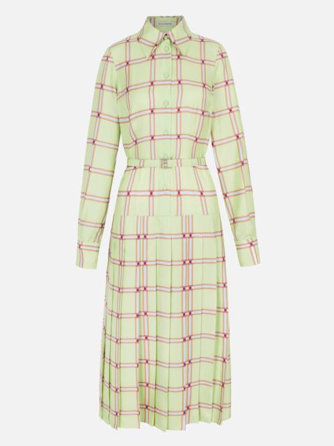 EMILIA WICKSTEAD Juul Dress in Lime & Blue Check Silk Twill