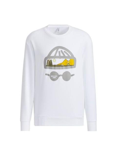 Men's adidas neo Funny Printing Round Neck Sports Pullover White HG6593