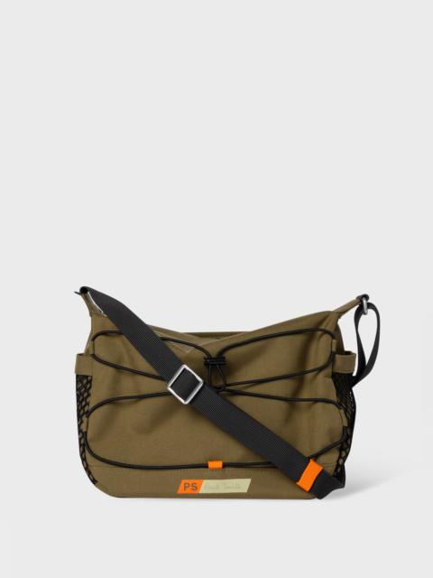 Khaki Nylon Utility Messenger Bag