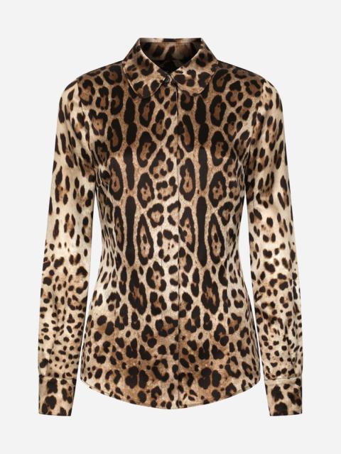 Leopard-print satin shirt