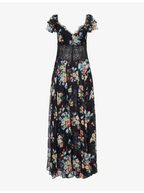 RIXO Carina Floral Chiffon Maxi Dress