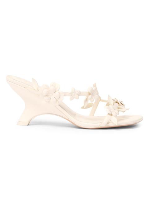 SIMKHAI Women's Willow 75MM Floral-Appliqué Leather Wedge Sandals - Ivory