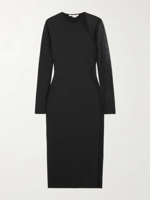Stella McCartney Miracle mesh-paneled ponte midi dress Black