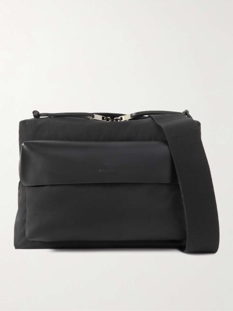 Leather-Trimmed Nylon Messenger Bag