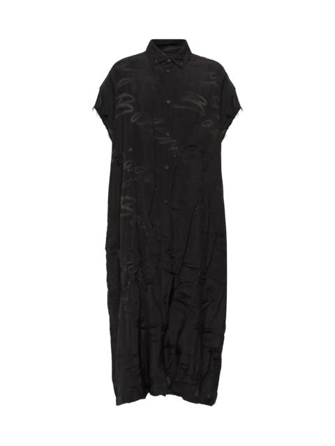 Logo jacquard silk midi dress