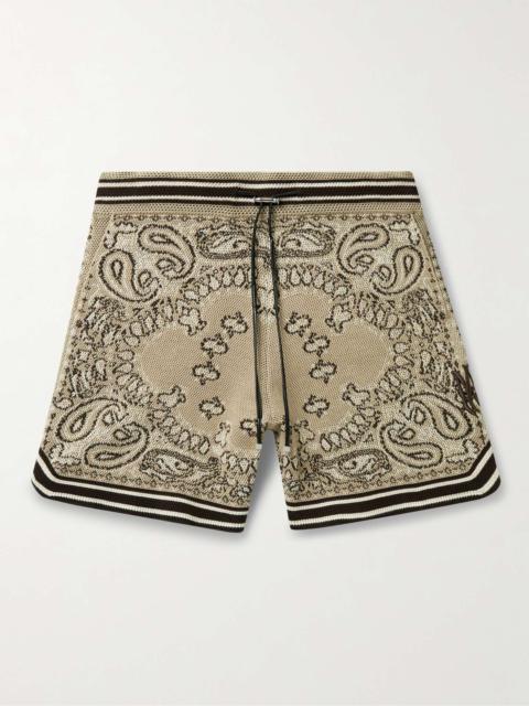AMIRI Wide-Leg Logo-Embroidered Crocheted Cotton-Blend Drawstring Shorts