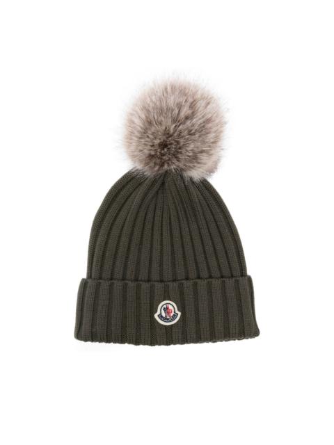 Moncler logo-patch beanie hat