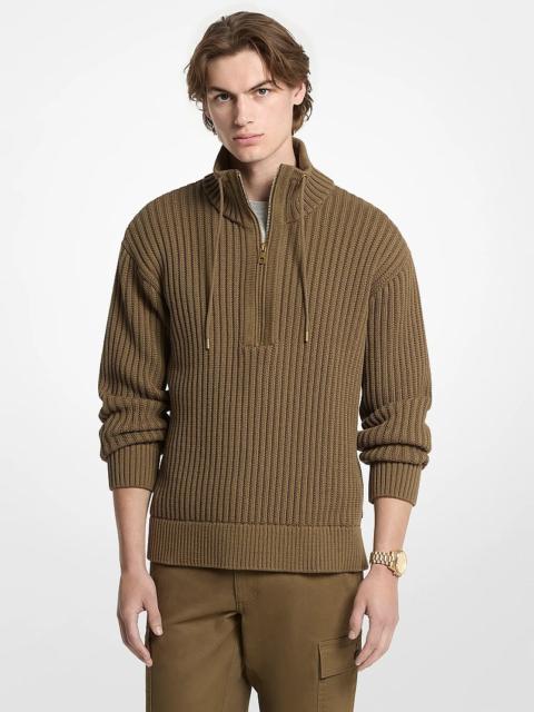 MICHAEL KORS Textured Cotton Blend Funnel-Neck Sweater