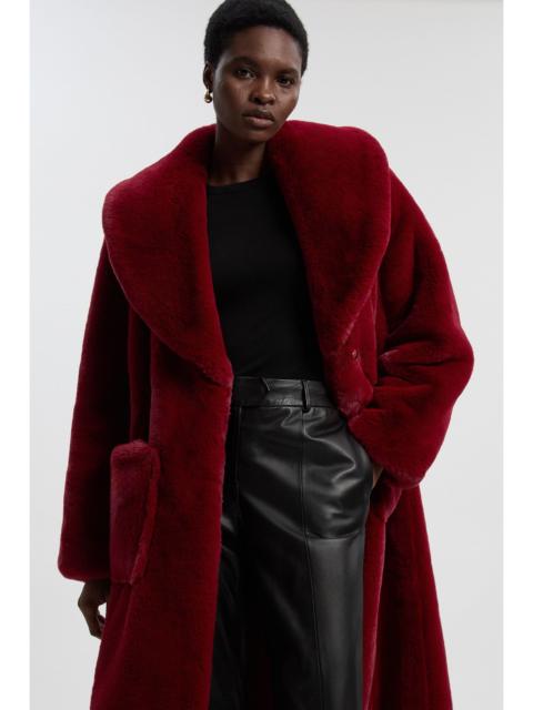 KAREN MILLEN Petite Faux Fur Buttoned Midi Coat