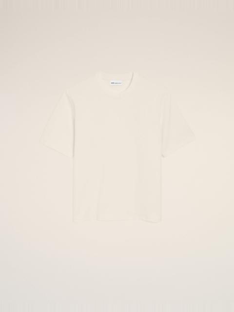 AMI Paris WHITE COTTON AMI DE COEUR EMBOSSED T-SHIRT