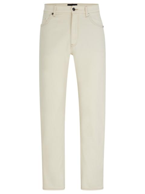 BOSS REGULAR-FIT JEANS IN ECRU LUXURY-COMFORT DENIM
