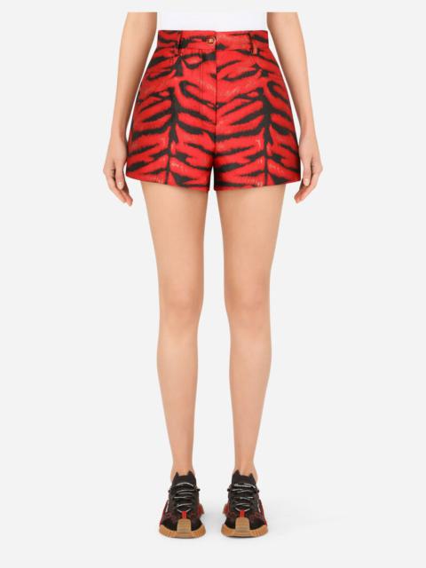 Dolce & Gabbana Tiger-print denim shorts