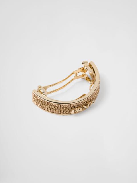 Prada Brass hair clip with crystals