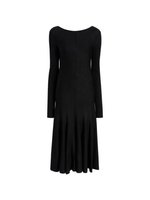 scoop-back virgin-wool midi dress