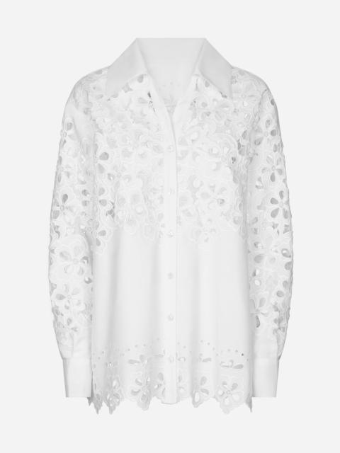 Dolce & Gabbana Oversize cotton shirt with cut-out detailing