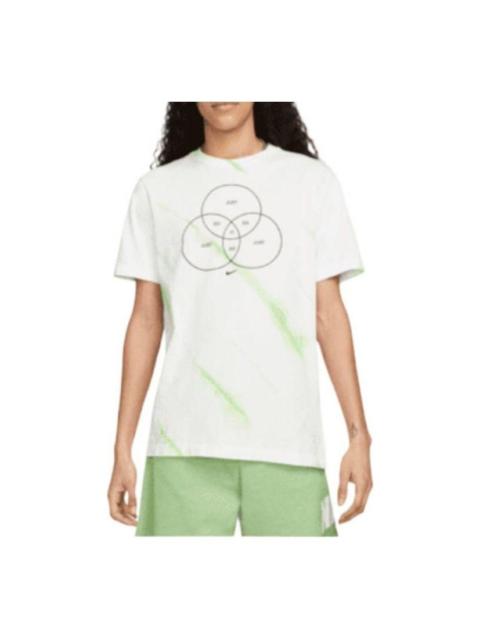 Nike Men's Nike Sportswear Geometry Pattern Casual Round Neck Short Sleeve White T-Shirt DQ1077-100