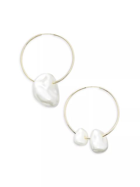 Cult Gaia Juno Cultured Freshwater Pearl Charm Hoop Earrings in Gold Tone