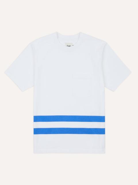 Drake's White Printed Stripe Hiking T-Shirt