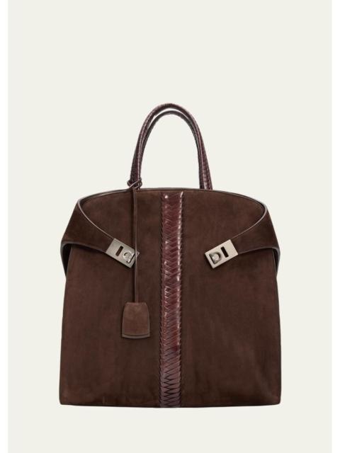 FERRAGAMO Men's Hug Tote Bag in Suede