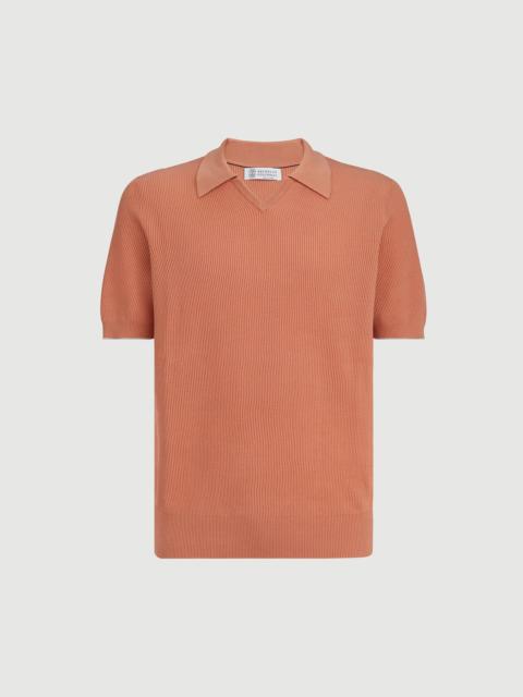Brunello Cucinelli Cotton English rib knit polo