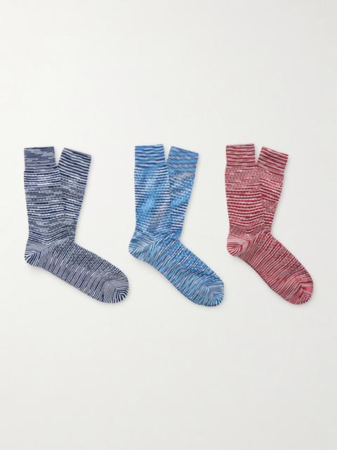 Missoni Three-Pack Crochet-Knit Cotton-Blend Socks