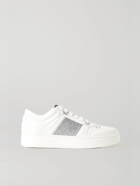 Hawaii embellished perforated leather sneakers