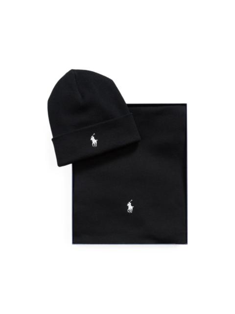 Polo Ralph Lauren rib-knit cotton beanie & scarf gift set