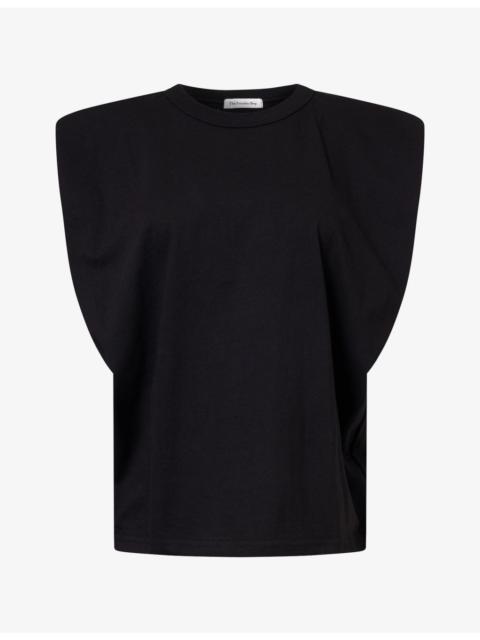 The Frankie Shop Eva Padded-Shoulder Cotton-Jersey T-Shirt