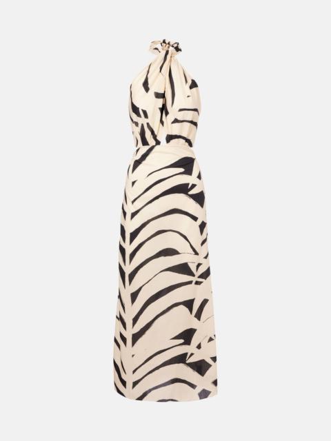 Johanna Ortiz Printed cutout halterneck cotton maxi dress