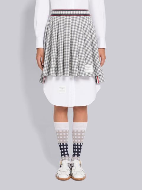 Gingham Stripe Trim Pleated Mini Skirt