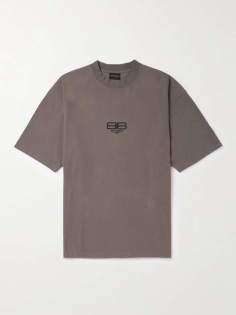 BALENCIAGA BB Paris Logo-Embroidered Cotton-Jersey T-Shirt