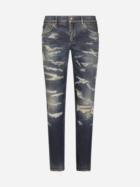 Dolce & Gabbana Skinny stretch denim jeans with abrasion details
