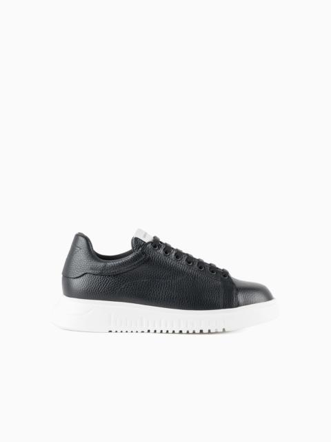 EMPORIO ARMANI Tumbled leather sneakers