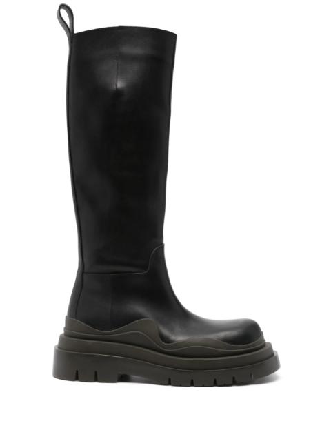 Bottega Veneta Black Tire knee-high leather boots